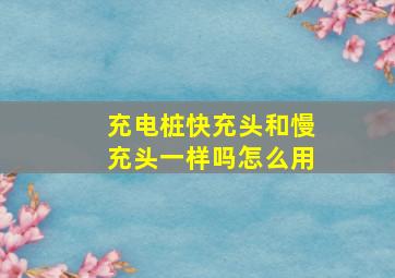 充电桩快充头和慢充头一样吗怎么用