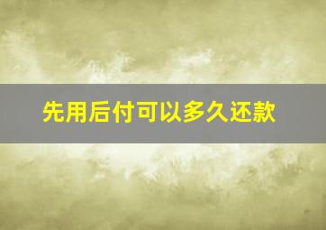 先用后付可以多久还款