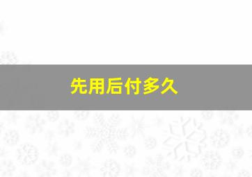 先用后付多久