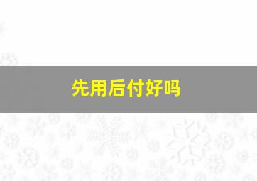 先用后付好吗