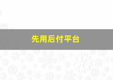 先用后付平台