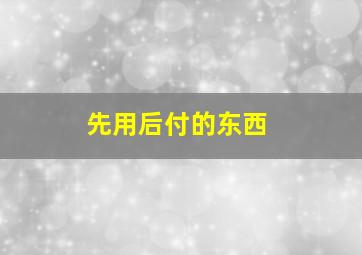 先用后付的东西