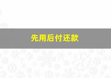 先用后付还款