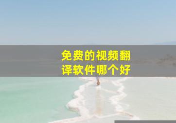 免费的视频翻译软件哪个好