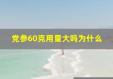 党参60克用量大吗为什么