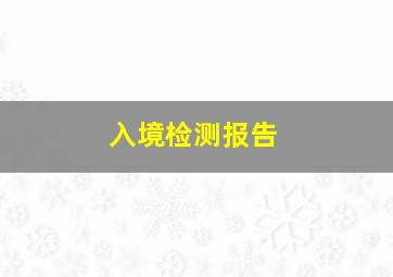 入境检测报告