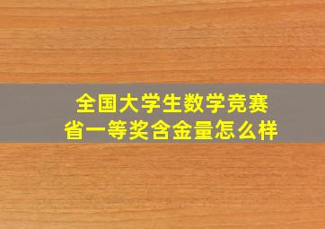 全国大学生数学竞赛省一等奖含金量怎么样