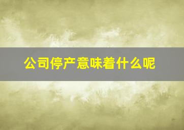 公司停产意味着什么呢