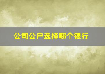 公司公户选择哪个银行