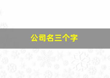 公司名三个字