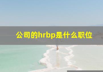 公司的hrbp是什么职位