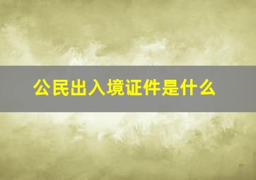 公民出入境证件是什么