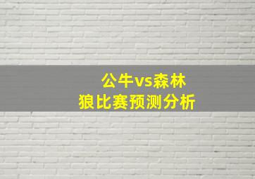 公牛vs森林狼比赛预测分析