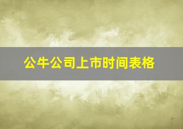 公牛公司上市时间表格