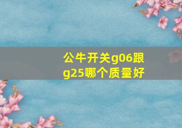 公牛开关g06跟g25哪个质量好