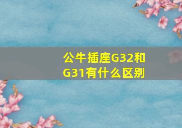 公牛插座G32和G31有什么区别