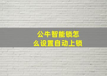 公牛智能锁怎么设置自动上锁