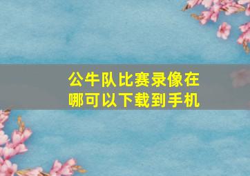 公牛队比赛录像在哪可以下载到手机