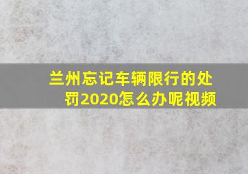 兰州忘记车辆限行的处罚2020怎么办呢视频