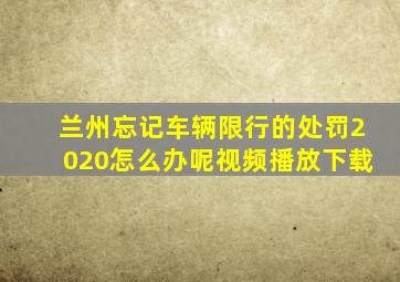 兰州忘记车辆限行的处罚2020怎么办呢视频播放下载