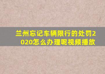 兰州忘记车辆限行的处罚2020怎么办理呢视频播放