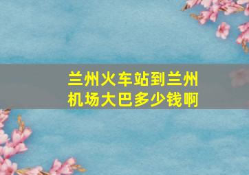 兰州火车站到兰州机场大巴多少钱啊