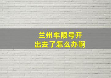 兰州车限号开出去了怎么办啊