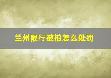 兰州限行被拍怎么处罚