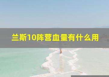 兰斯10阵营血量有什么用