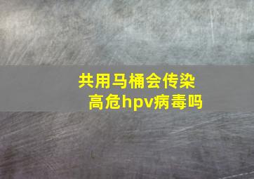 共用马桶会传染高危hpv病毒吗