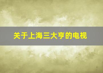 关于上海三大亨的电视