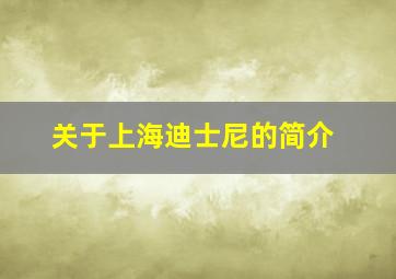 关于上海迪士尼的简介