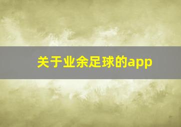 关于业余足球的app