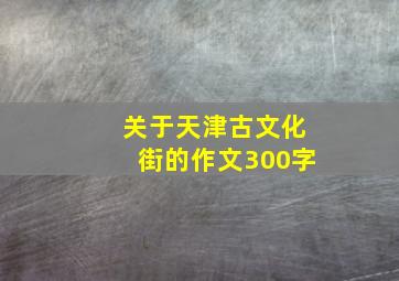 关于天津古文化街的作文300字