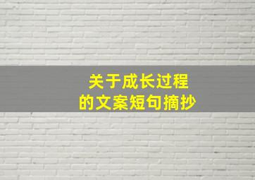 关于成长过程的文案短句摘抄