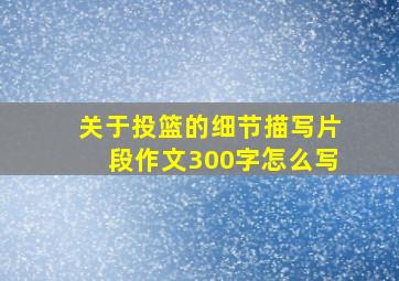 关于投篮的细节描写片段作文300字怎么写