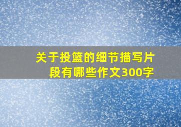 关于投篮的细节描写片段有哪些作文300字