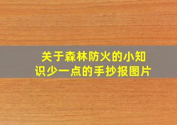 关于森林防火的小知识少一点的手抄报图片