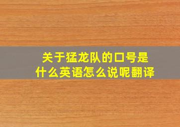 关于猛龙队的口号是什么英语怎么说呢翻译