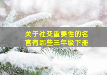 关于社交重要性的名言有哪些三年级下册