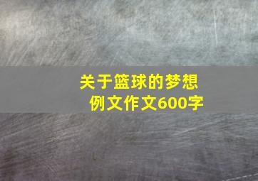 关于篮球的梦想例文作文600字