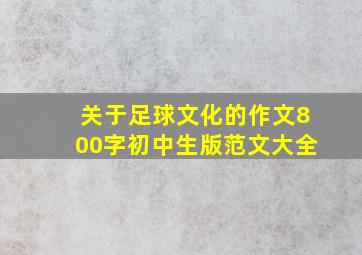 关于足球文化的作文800字初中生版范文大全