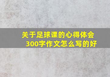 关于足球课的心得体会300字作文怎么写的好