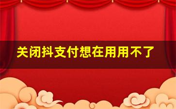 关闭抖支付想在用用不了