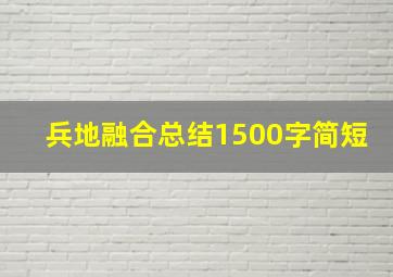 兵地融合总结1500字简短