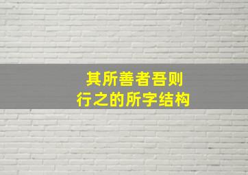 其所善者吾则行之的所字结构