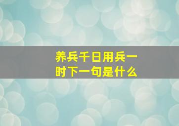 养兵千日用兵一时下一句是什么