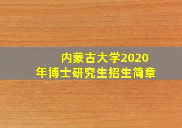 内蒙古大学2020年博士研究生招生简章