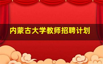 内蒙古大学教师招聘计划