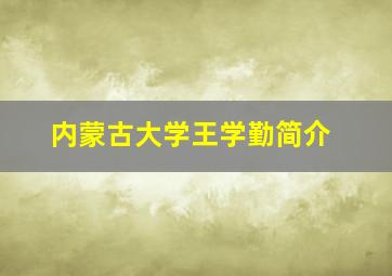 内蒙古大学王学勤简介